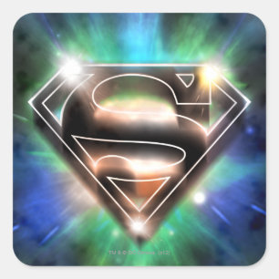 Superman Stylized Shiny Burst Logotyp Fyrkantigt Klistermärke