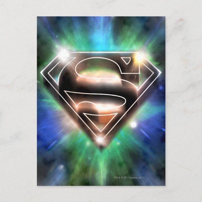 Superman Stylized | Shiny Burst Logotyp Vykort (Framsida)