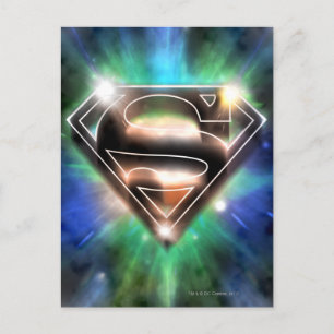 Superman Stylized   Shiny Burst Logotyp Vykort