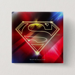 Superman Stylized Shiny Gult kontur Logotyp Knapp