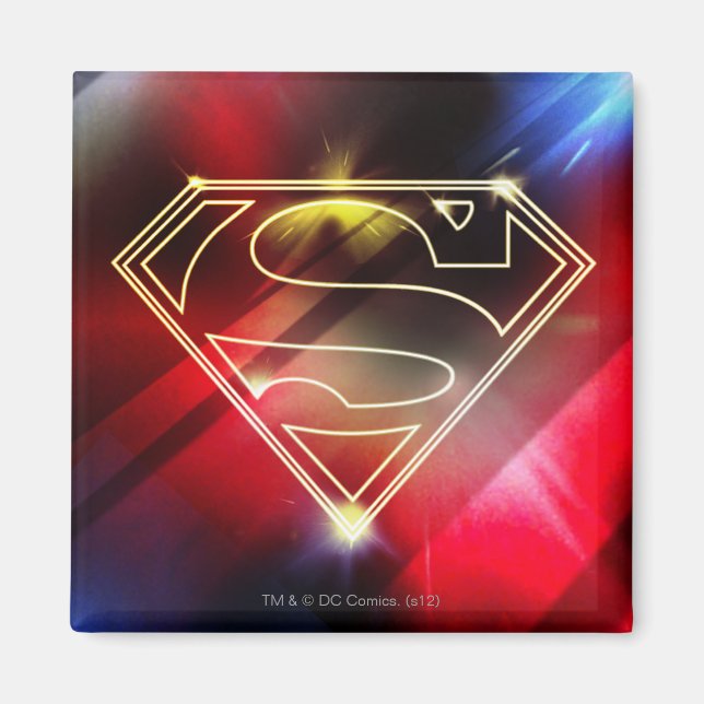 Superman Stylized | Shiny Gult kontur Logotyp Magnet (Framsidan)