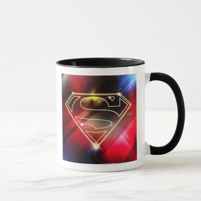 Superman Stylized | Shiny Gult kontur Logotyp Mugg (Höger)