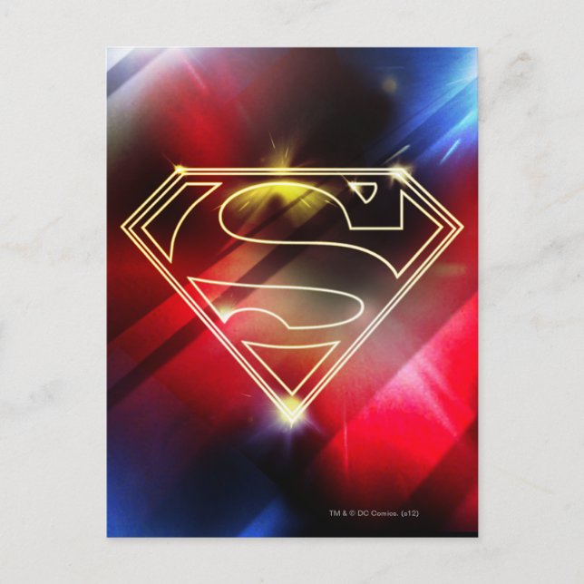 Superman Stylized | Shiny Gult kontur Logotyp Vykort (Framsida)