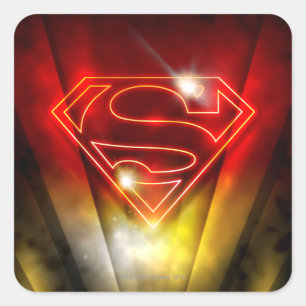 Superman Stylized Shiny Red Outline Logotyp Fyrkantigt Klistermärke