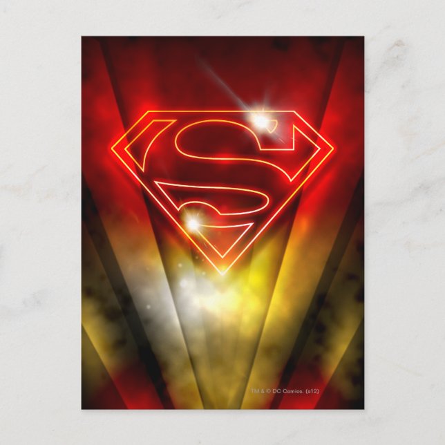 Superman Stylized | Shiny Red Outline Logotyp Vykort (Framsida)