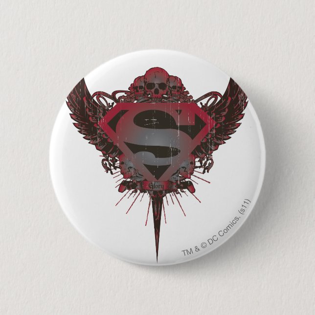 Superman Stylized | Skull och Vingar Logotyp Knapp (Framsida)