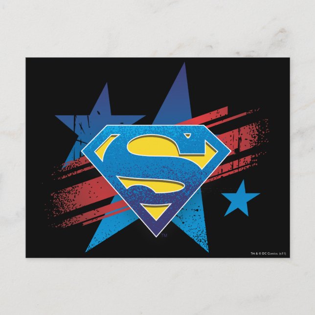 Superman Stylized | STARS OCH STRIPES LOGOTYP Vykort (Framsida)