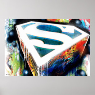 Superman Stylized   Urban Graffiti Logotyp Poster