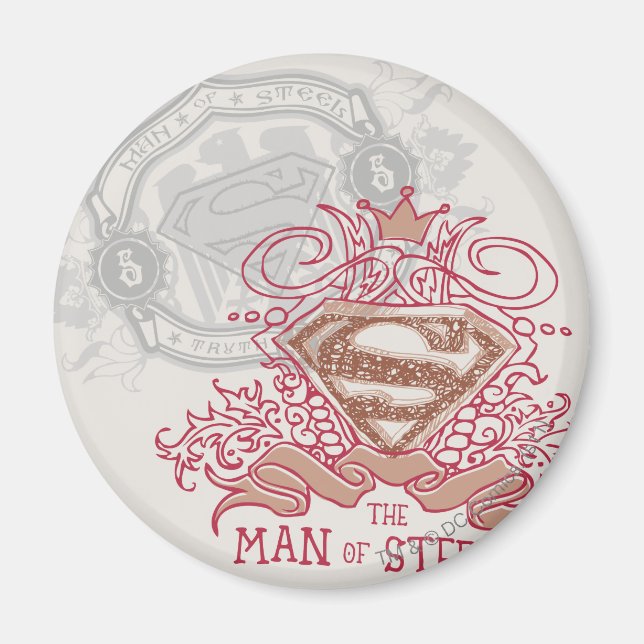 Superman Stylized | Utrymme med Krona Logotyp Magnet (Framsidan)