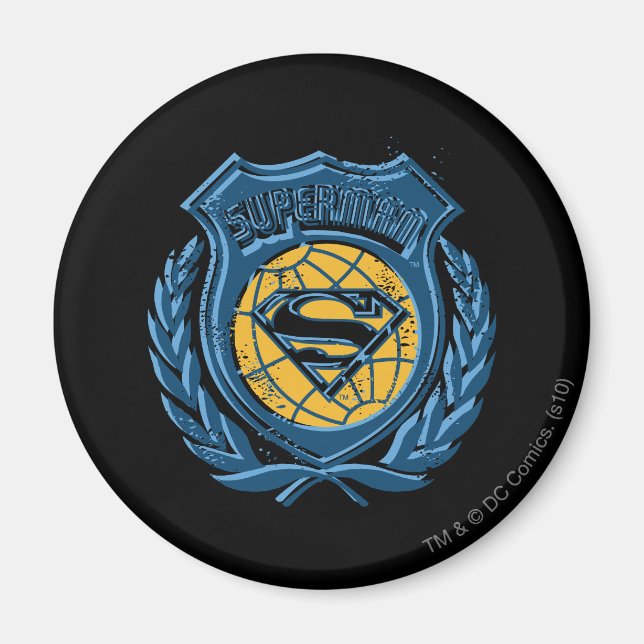 Superman Stylized | Vapensköld med Global Logotyp Magnet (Framsidan)