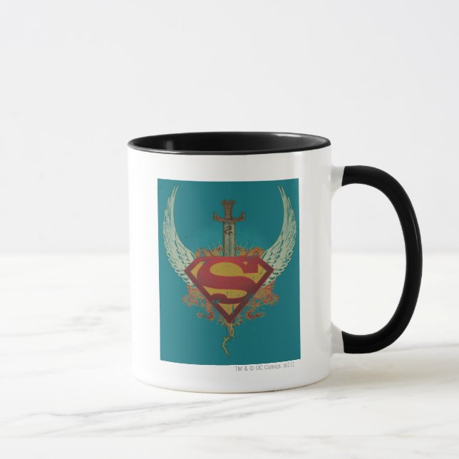 Superman Stylized | Vingar - Logotyp i bakgrunden Mugg (Höger)