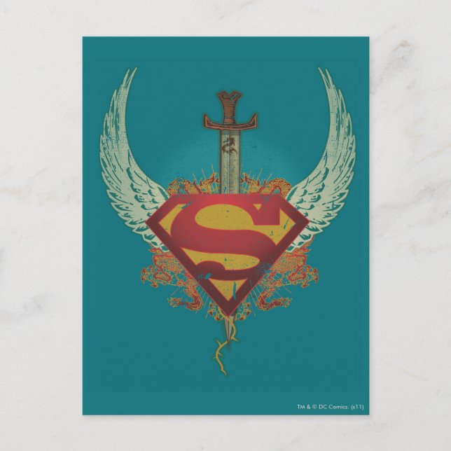 Superman Stylized | Vingar - Logotyp i bakgrunden Vykort (Framsida)