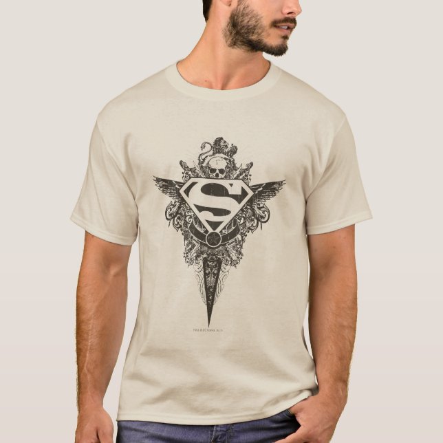 Superman Stylized | Vit Logotyp för stjärnor och s T-shirt (Framsida)