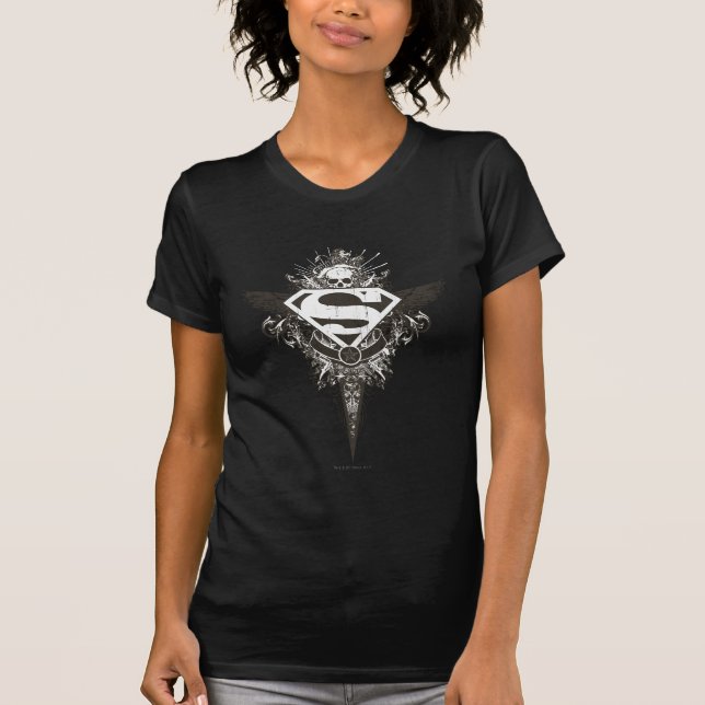 Superman Stylized | Vit Logotyp för stjärnor och s Tee (Framsida)