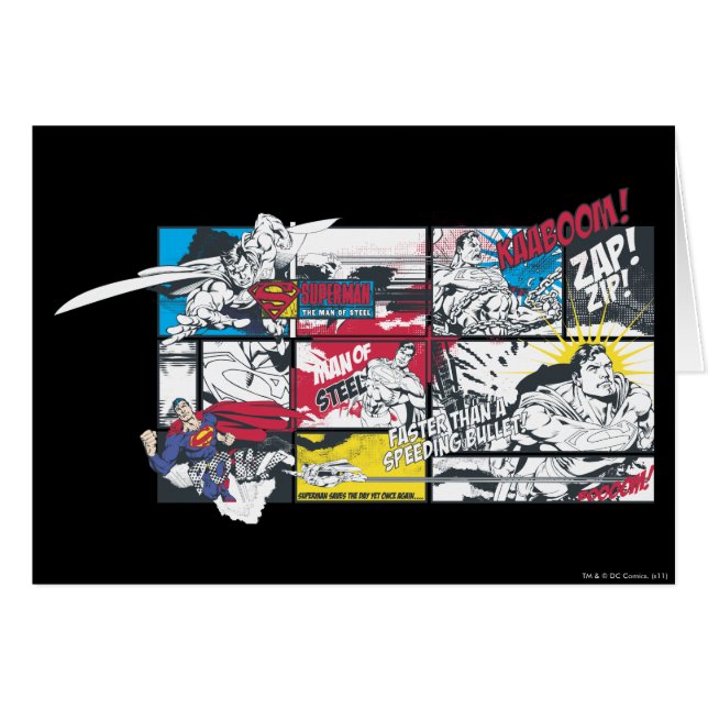 Superman Tecknad Bok Collage Hälsningskort (Framsidan Horizontal)