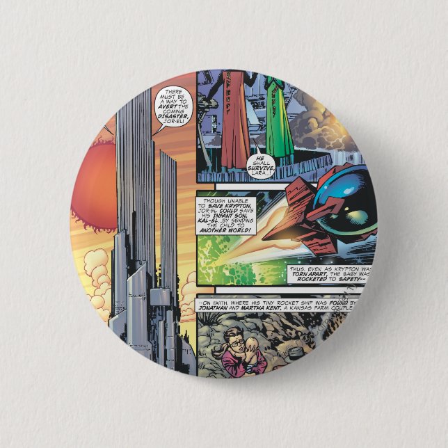 Superman Tecknad Panel - Clark's Ursprung Knapp (Framsida)
