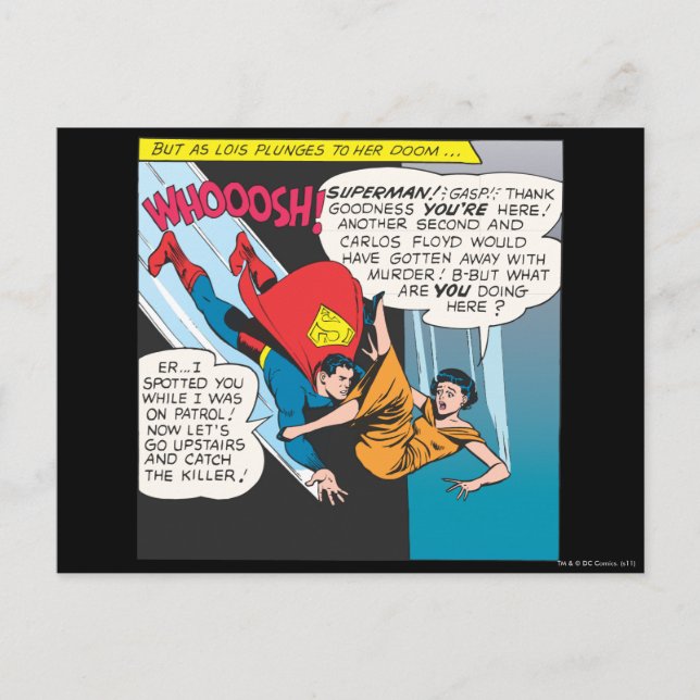 Superman Tecknad Panel - Lois Plunges Vykort (Framsida)