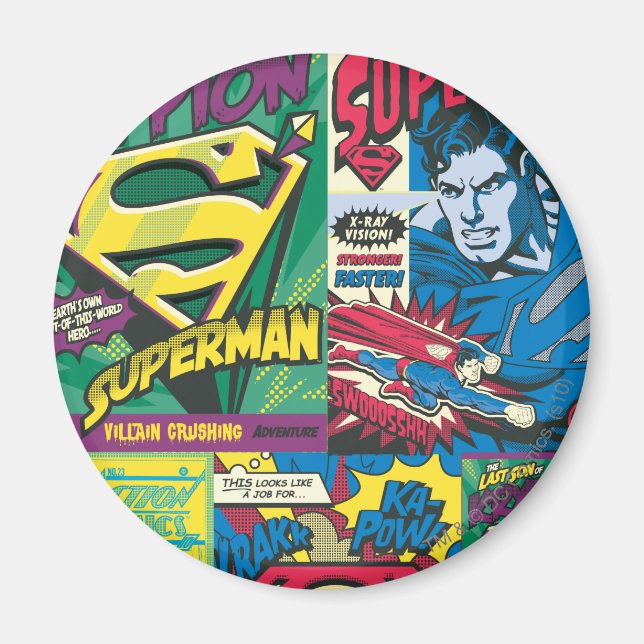 Superman Tecknad Panels Magnet (Framsidan)
