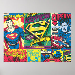 Superman Tecknad Panels Poster