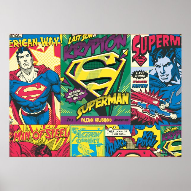 Superman Tecknad Panels Poster (Framsidan)