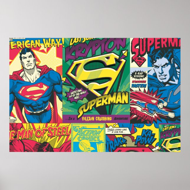 Superman Tecknad Panels Poster (Framsidan)