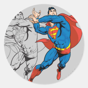 Superman Tecknad Panels Runt Klistermärke