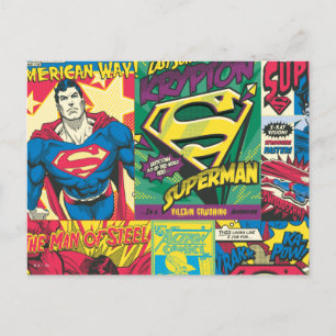 Superman Tecknad Panels Vykort