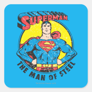 Superman The Man of Steel Fyrkantigt Klistermärke
