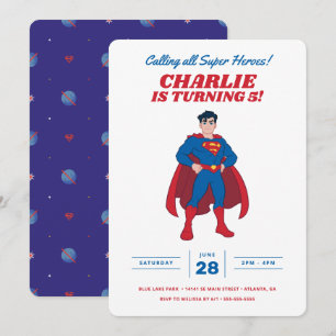 Superman Toppen Hero Birthday Inbjudningar