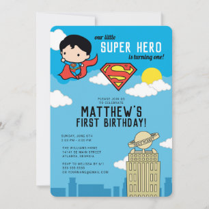 Superman Toppen Hero Första födelsedagsinbjudan Inbjudningar