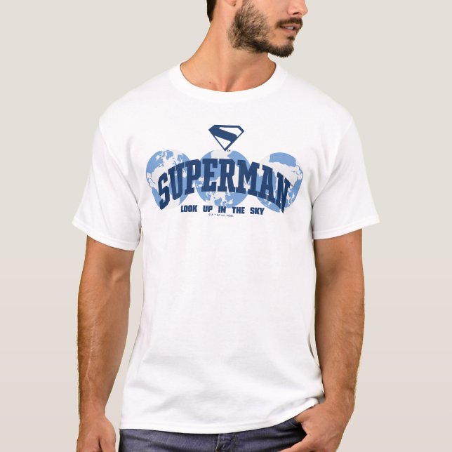 Superman tvärs över jorden t shirt (Framsida)