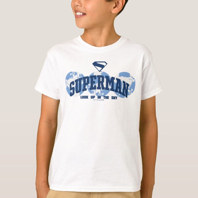 Superman tvärs över jorden t shirt (Framsida)