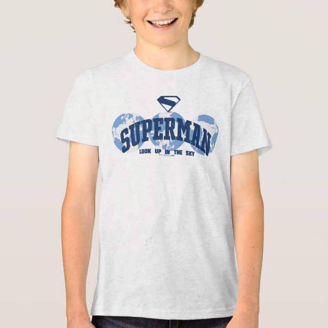 Superman tvärs över jorden t shirt (Framsida)