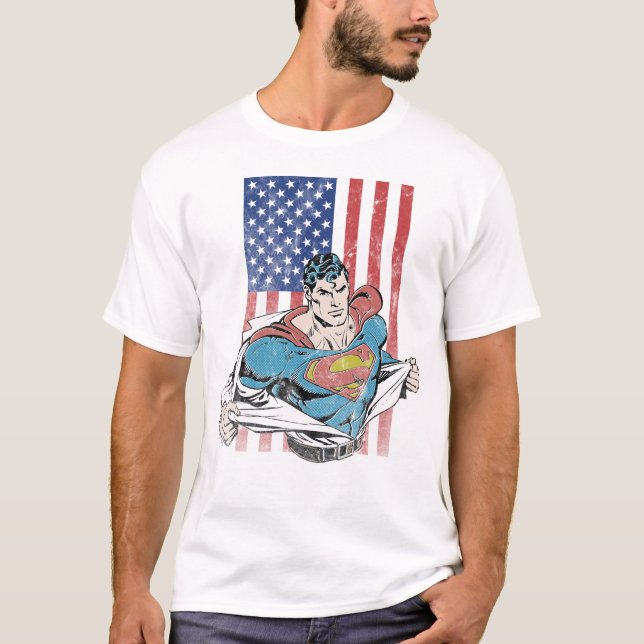 Superman & US Flagga Tee Shirt (Framsida)