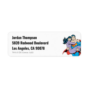 Superman Valentindagen Jag hämtar dig Returadress Etikett