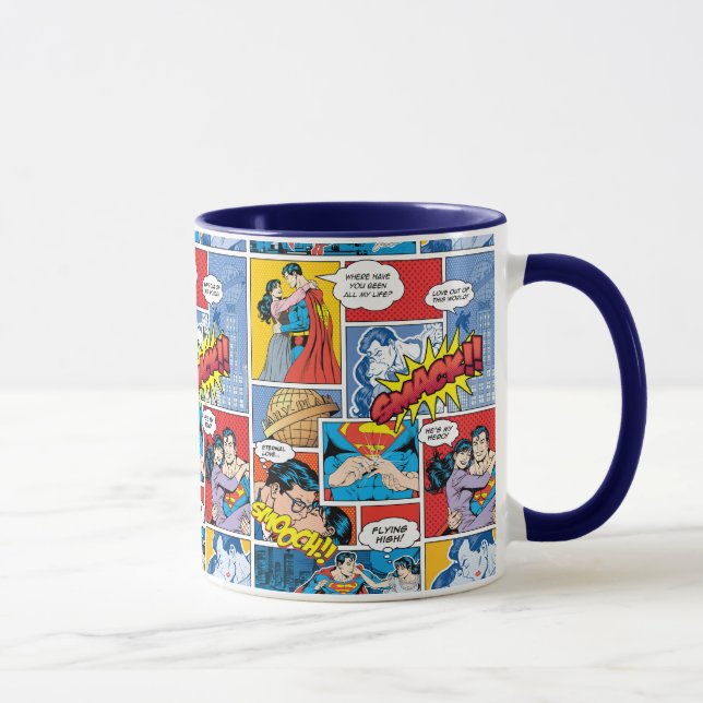 Superman Valentindagen | Tecknad Bok Collage Mugg (Höger)