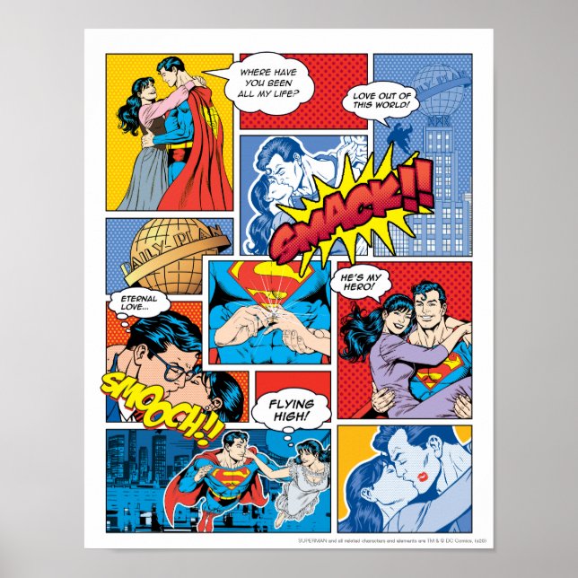 Superman Valentindagen | Tecknad Bok Collage Poster (Framsidan)