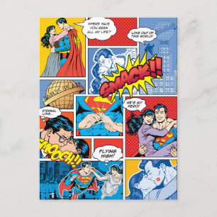 Superman Valentines dag  Tecknad Bok kollage Helg Vykort