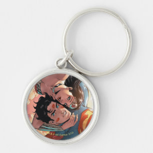 Superman/ Woman Tecknad Cover #11 Variant Rund Silverfärgad Nyckelring