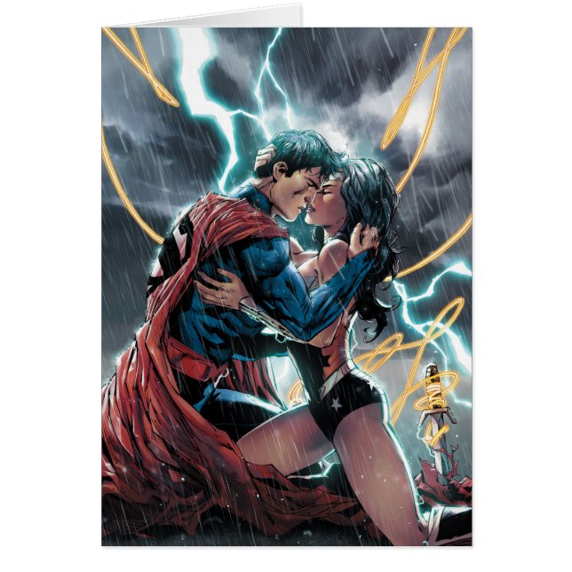Superman/ Woman Tecknad Promotional Art Hälsningskort (Framsidan)