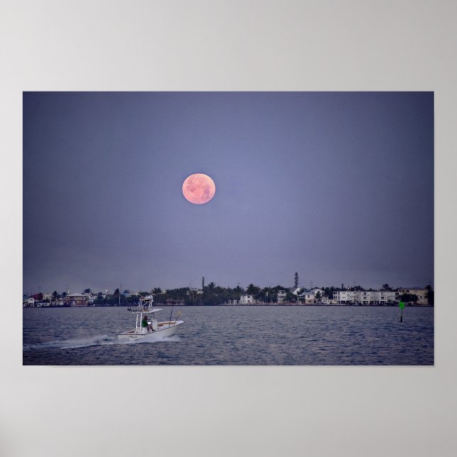 Supermåne Månnedgång över Marathon, Florida Poster (Framsidan)