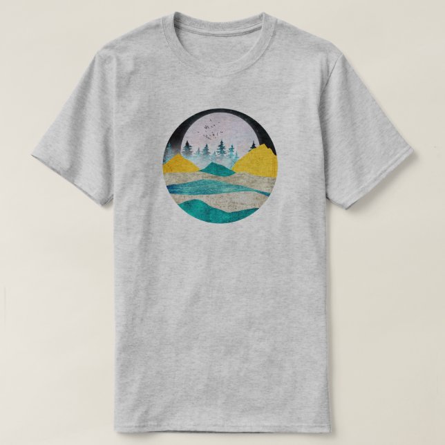 Supermåne Stigande Landskap T Shirt (Design framsida)