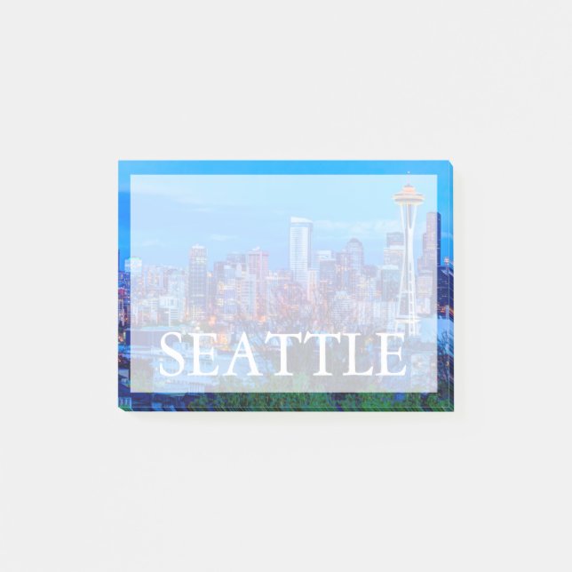 Supermåne stiger nära Seattle-siluett Post-it Block (Framsida)