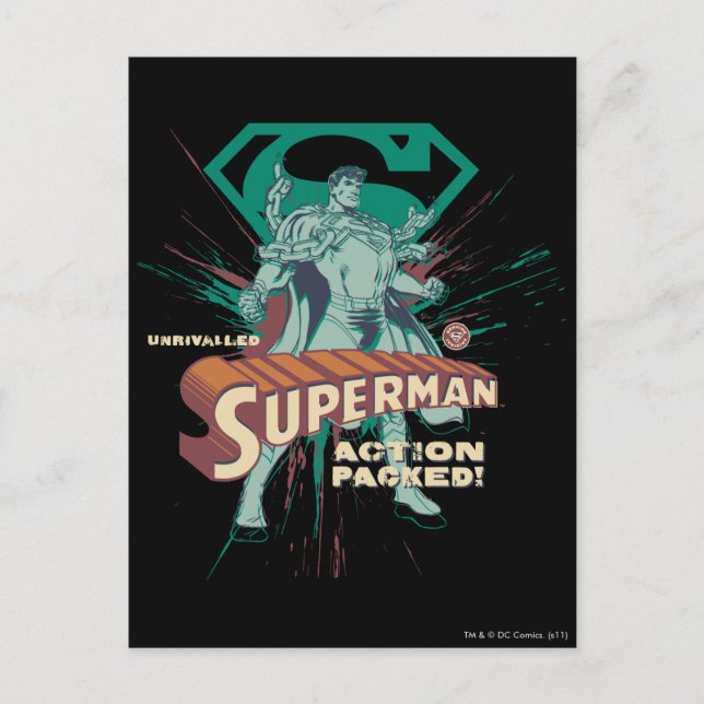 Supermanlig åtgärd packad vykort (Framsida)