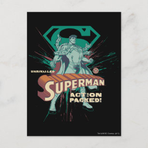 Supermanlig åtgärd packad vykort
