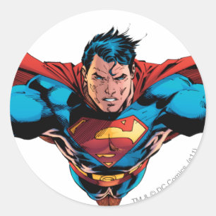 Supermanliga flygrörelser runt klistermärke