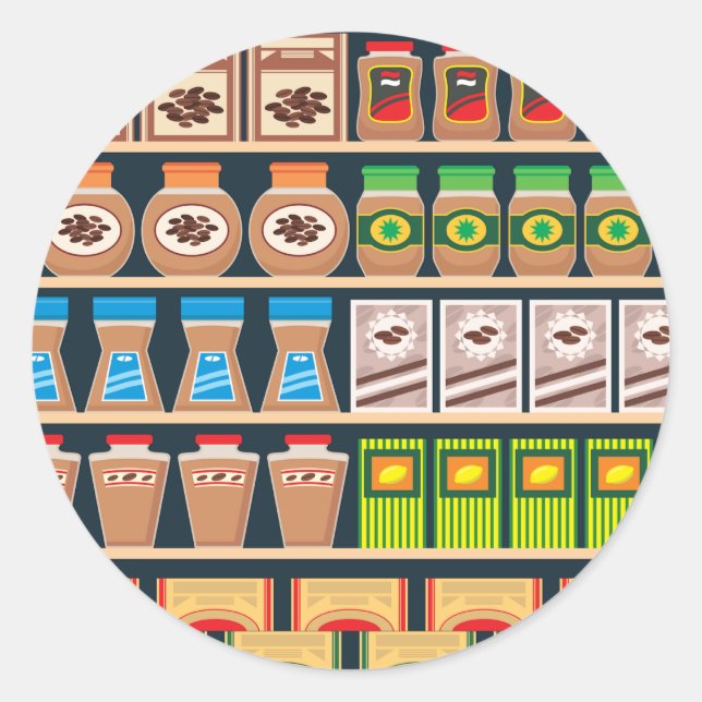 Supermarket Shelf Stickers Runt Klistermärke (Framsida)