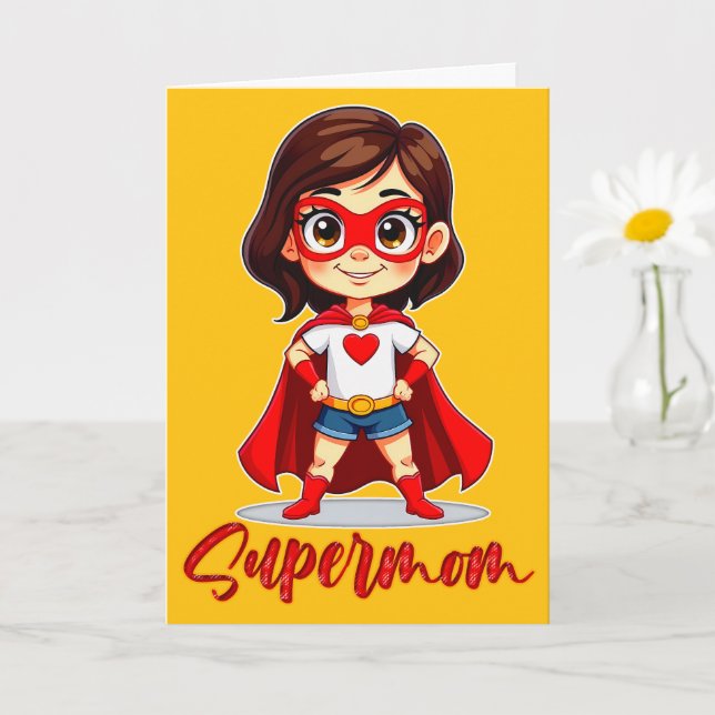 Supermom – Cute Mother Superhero Design Kort (Liten växt)