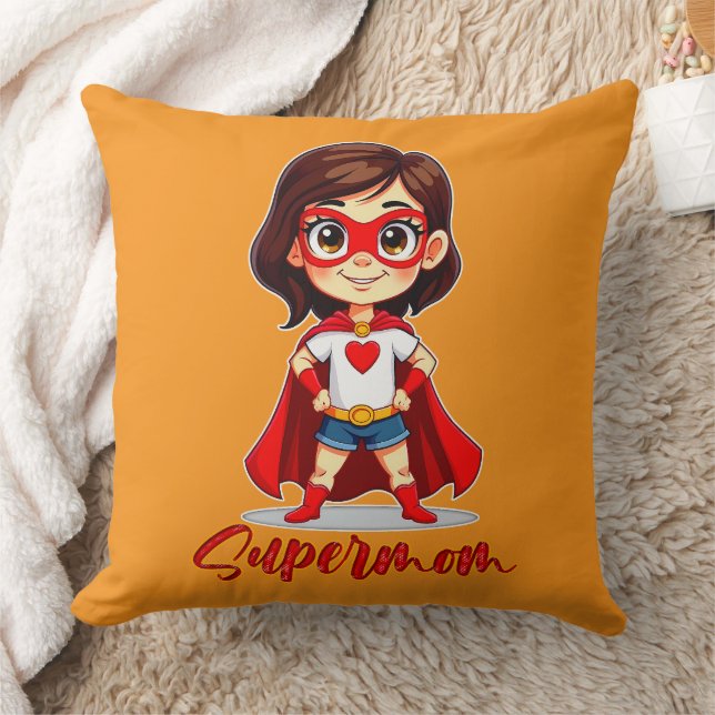 Supermom – Cute Mother Superhero Design Kudde (Filt)