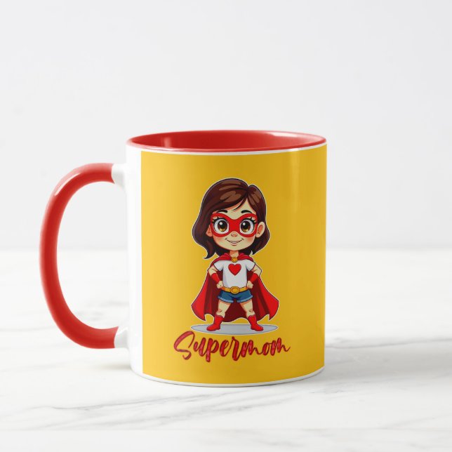 Supermom – Cute Mother Superhero Design Mugg (Vänster)